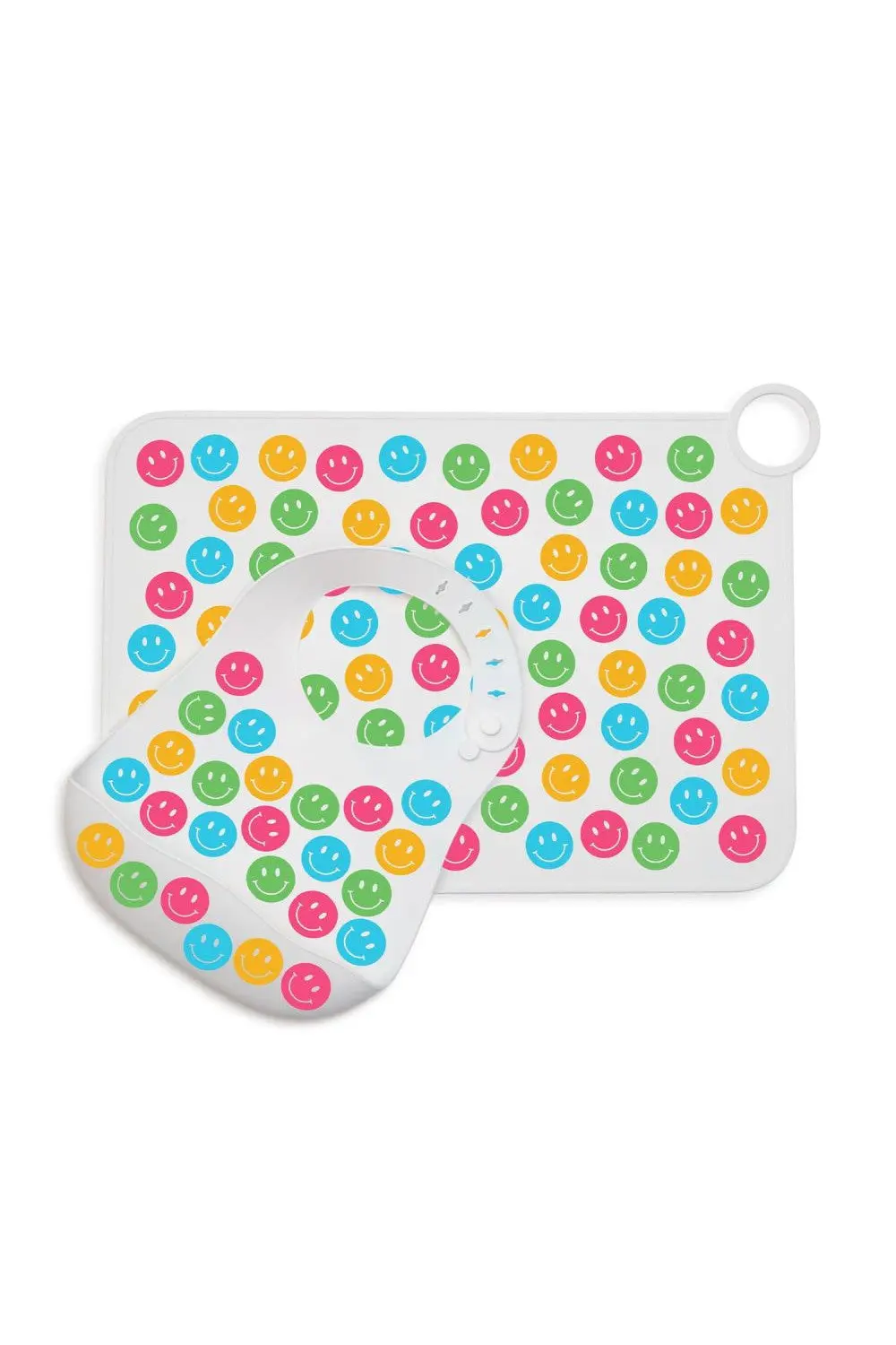 Happy Printed Silicone Placemat/Feeding Mat And Bib Set 1