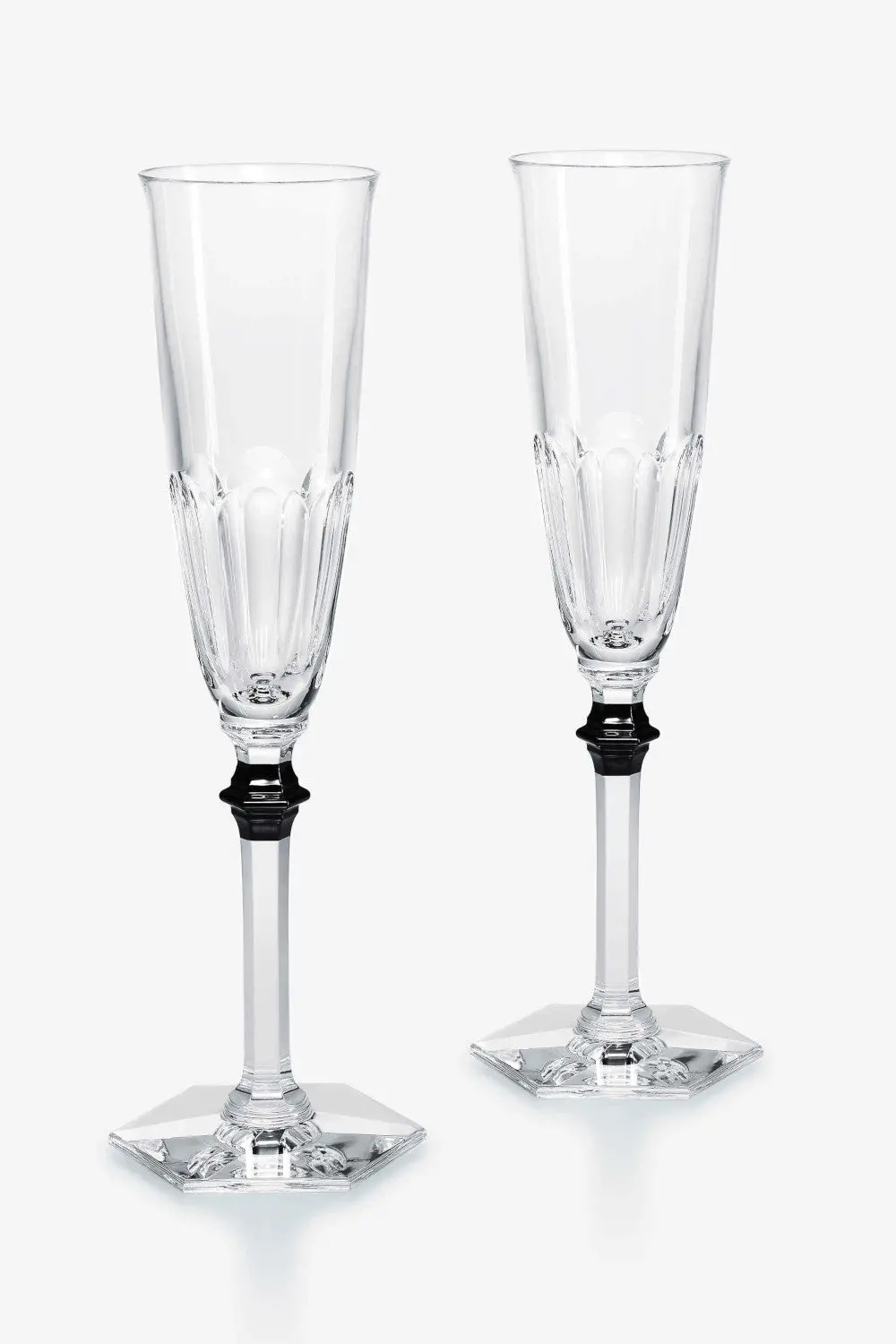 Baccarat Harcourt Eve Flutes With Black Knob, Set Of 2 1