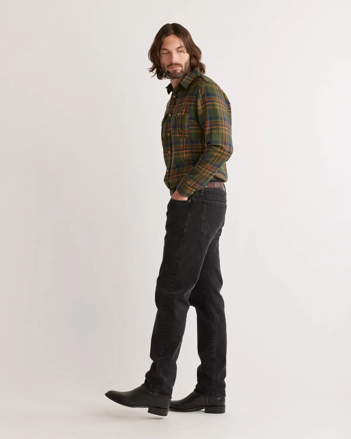 Pendleton Woolen Mills Harrison Merino Shirt In Green Gold Plaid 2