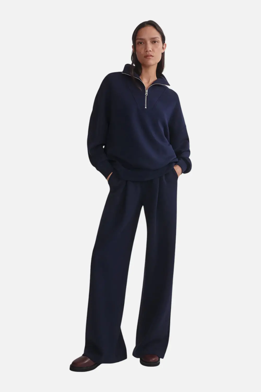 Varley Hawley Half Zip Sweat In Navy 1