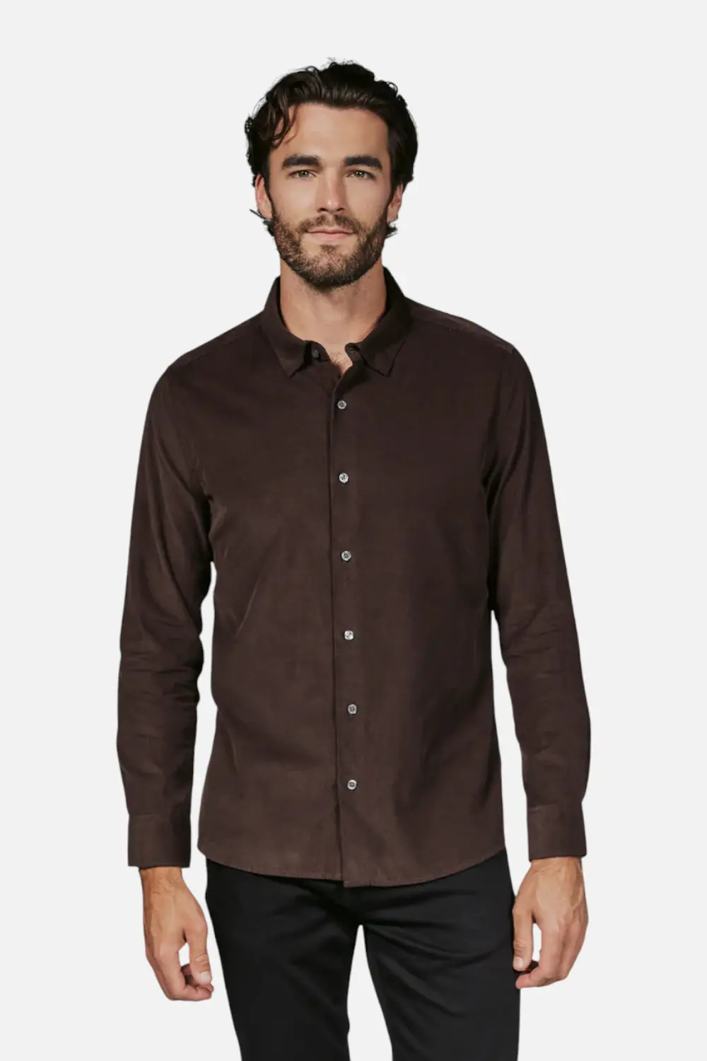 7 Diamonds Heritage Corduroy Long Sleeve Shirt In Bordeaux 1