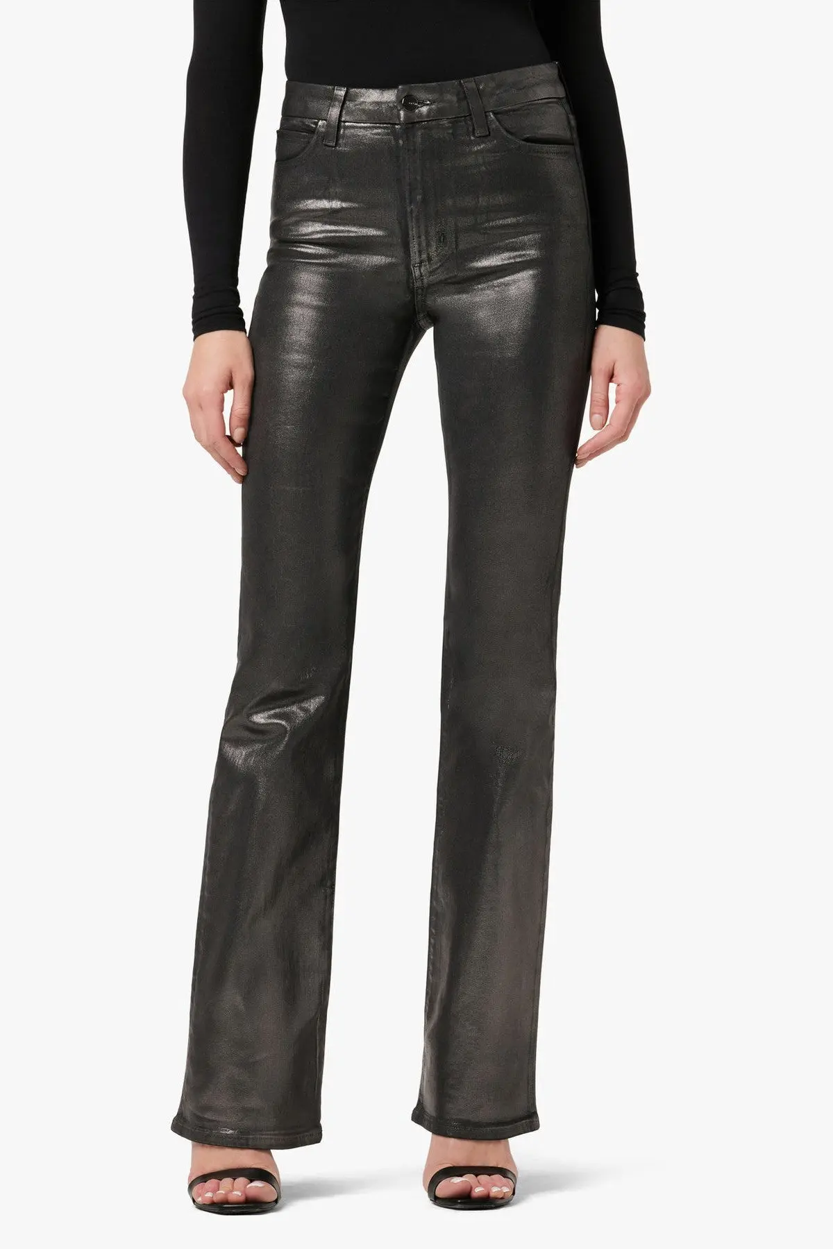 Joes Jeans Hi Honey High Rise Curvy Boot Cut Foil Pants In Gunmetal 1