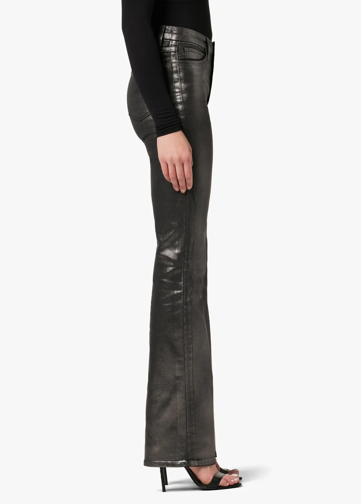 Joes Jeans Hi Honey High Rise Curvy Boot Cut Foil Pants In Gunmetal 2