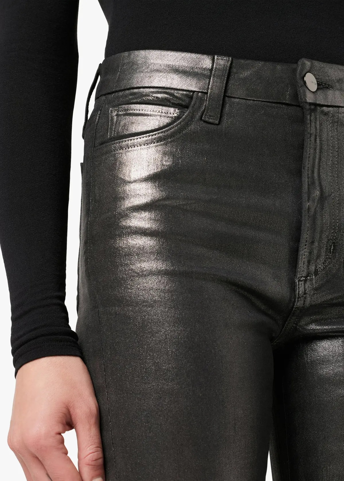Joes Jeans Hi Honey High Rise Curvy Boot Cut Foil Pants In Gunmetal 4