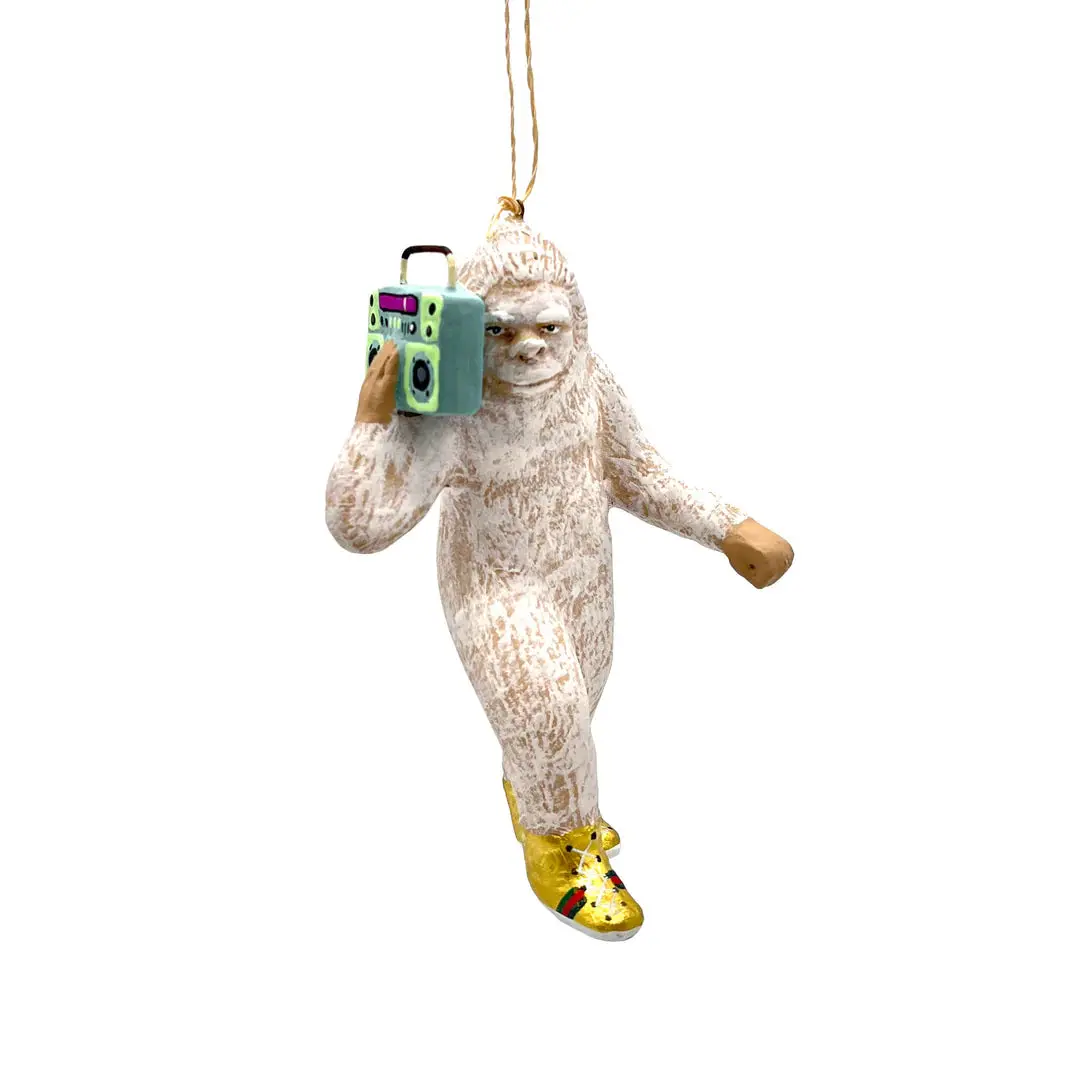 Hipster Sasquatch Ornament In White 1