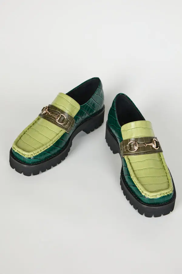 Intentionally Blank Hk2 Lug Sole Loafer In Forest Floor Combo 1