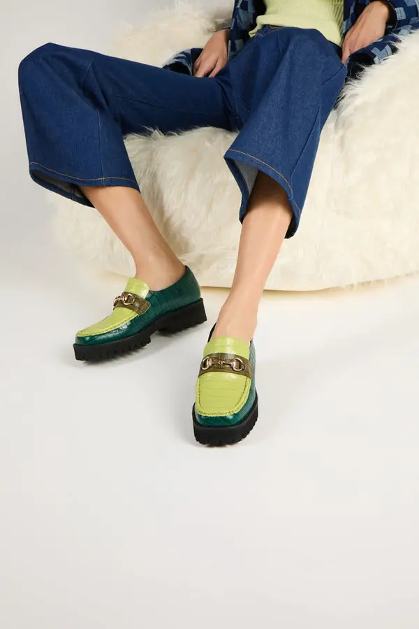 Intentionally Blank Hk2 Lug Sole Loafer In Forest Floor Combo 2