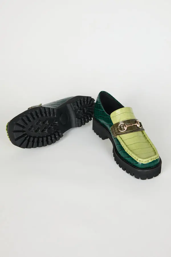 Intentionally Blank Hk2 Lug Sole Loafer In Forest Floor Combo 3
