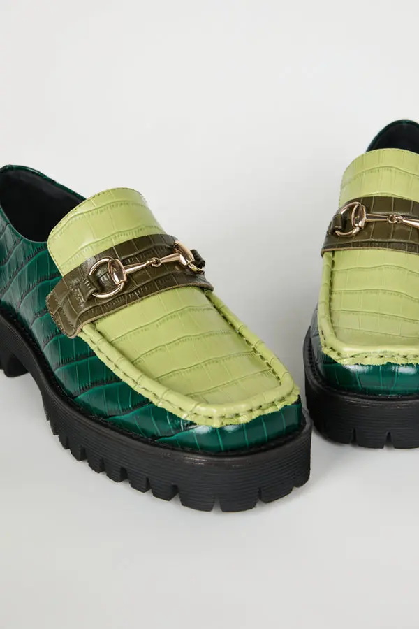 Intentionally Blank Hk2 Lug Sole Loafer In Forest Floor Combo 4