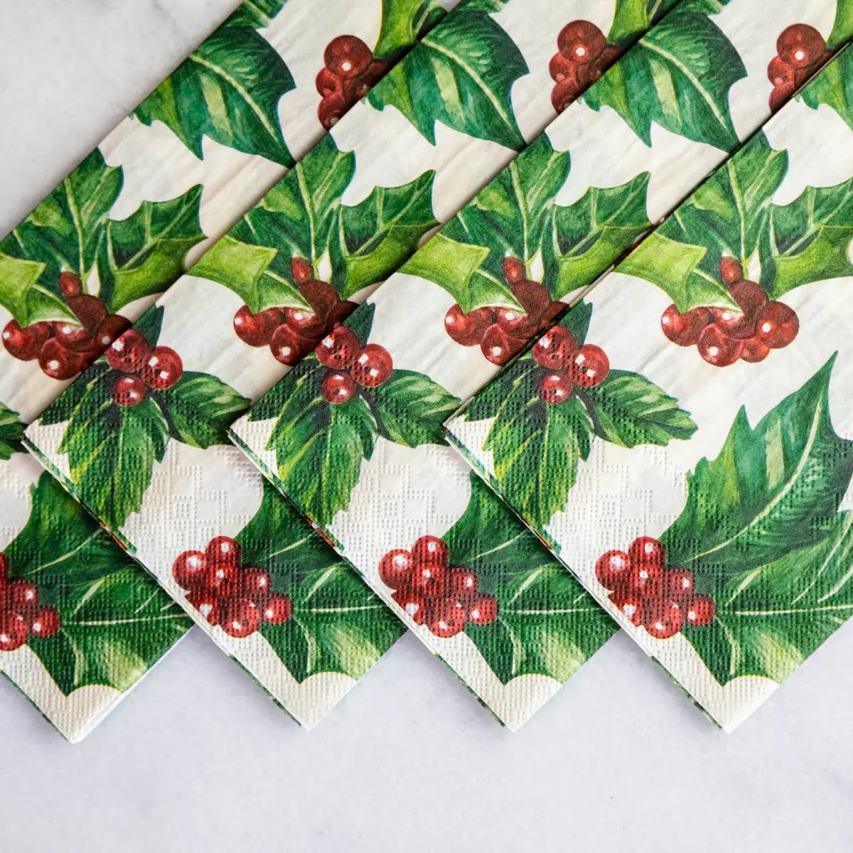 Hester & Cook Holly Guest Napkin - Set Of 16 2