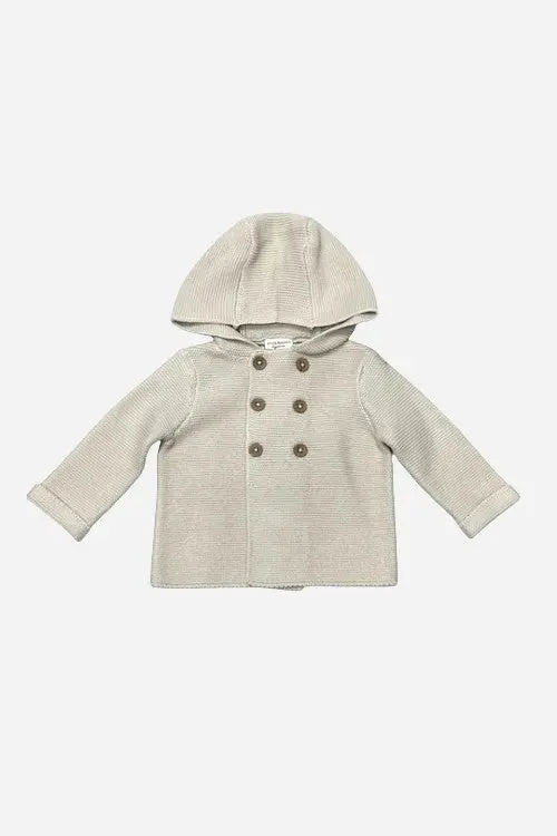 Viverano Hooded Double Button Baby Coat Jacket In Stone 1