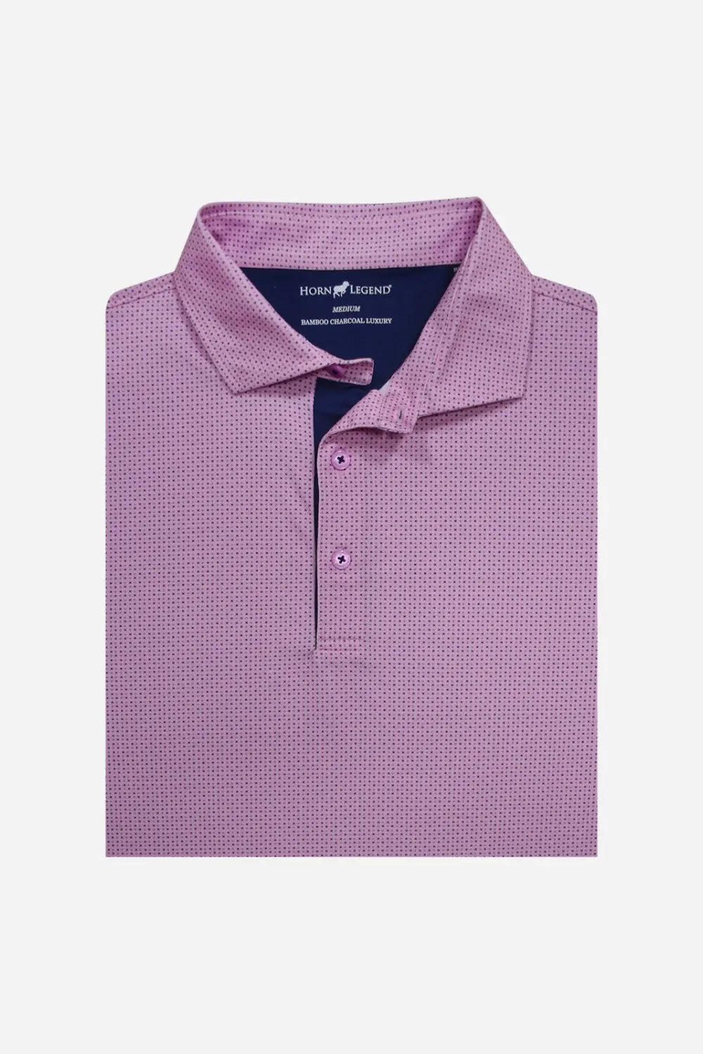 Horn Legend Checkers Performance Polo In Rose Quartz/Navy 1
