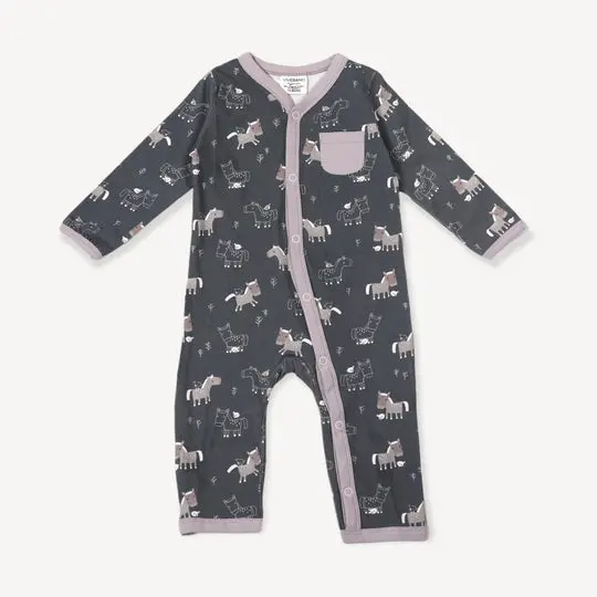 Horse & Bird Classic Button Baby Jumpsuit 1