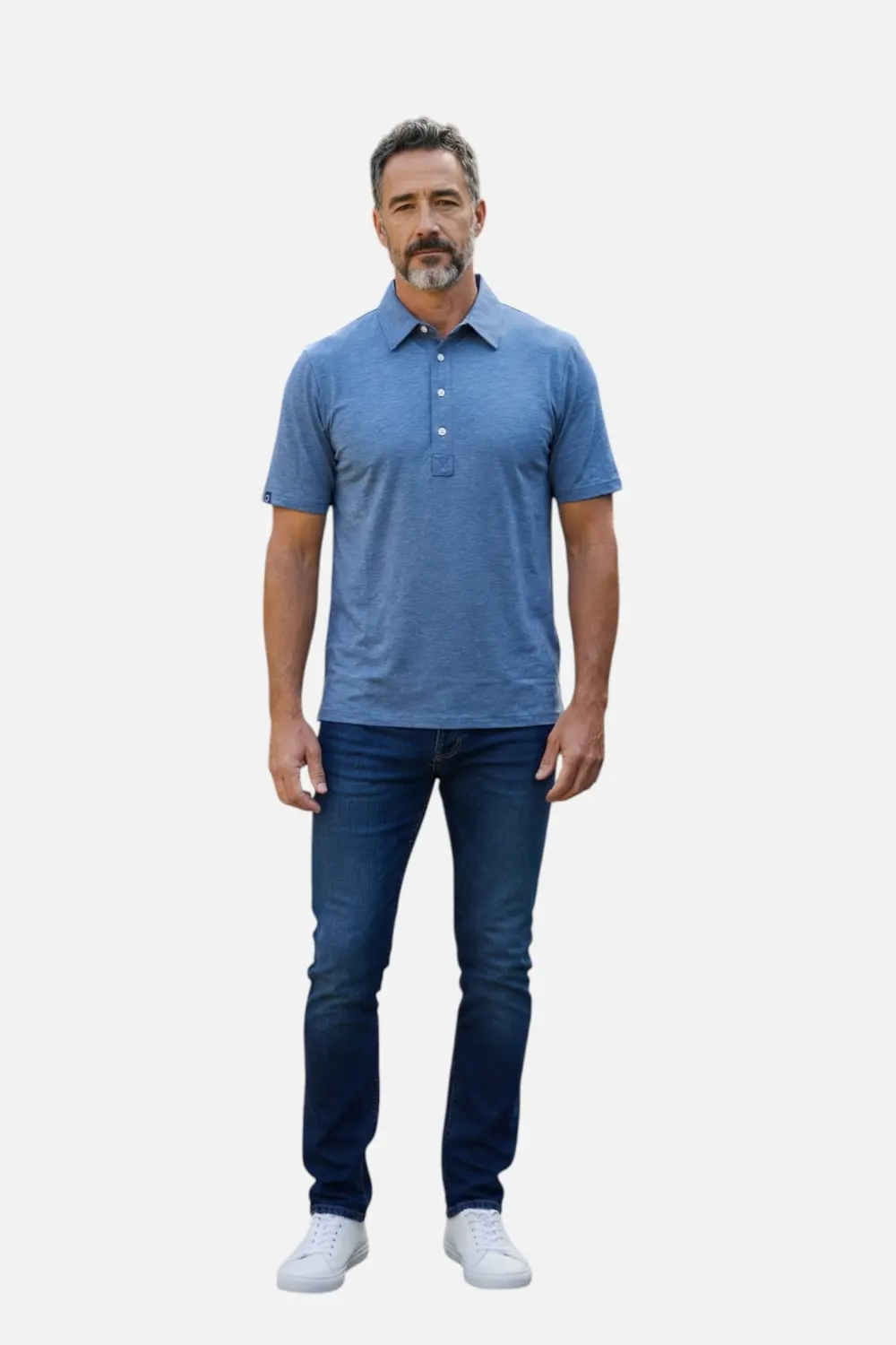 Criquet Men's Performance Range Polo In Blue Jean 1