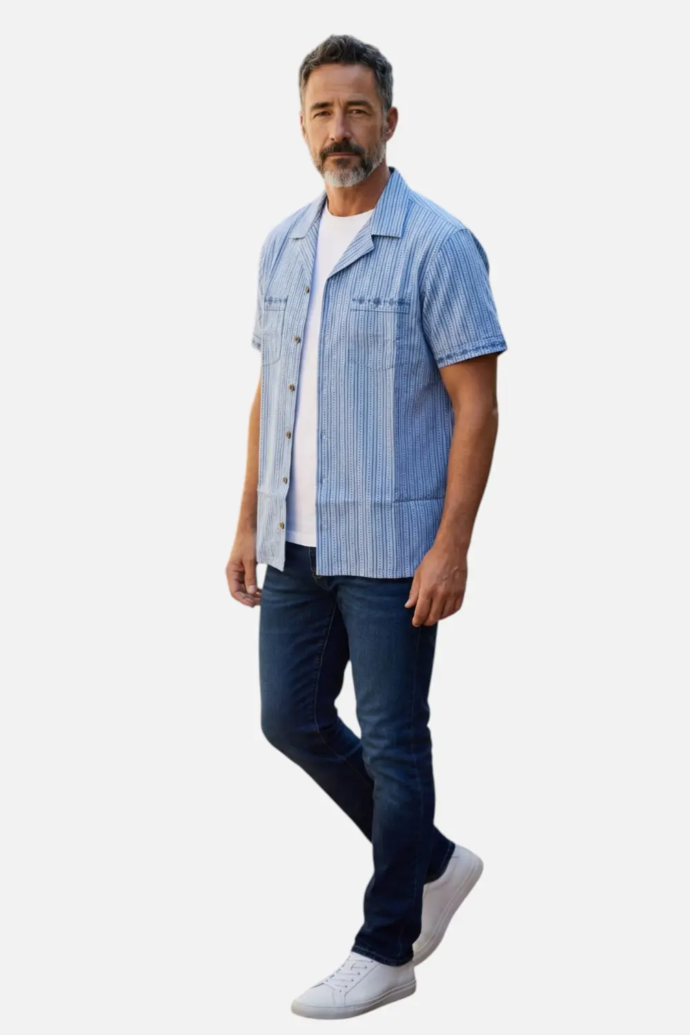 Criquet Men's Desi Shirt In Embroidered Navy 2