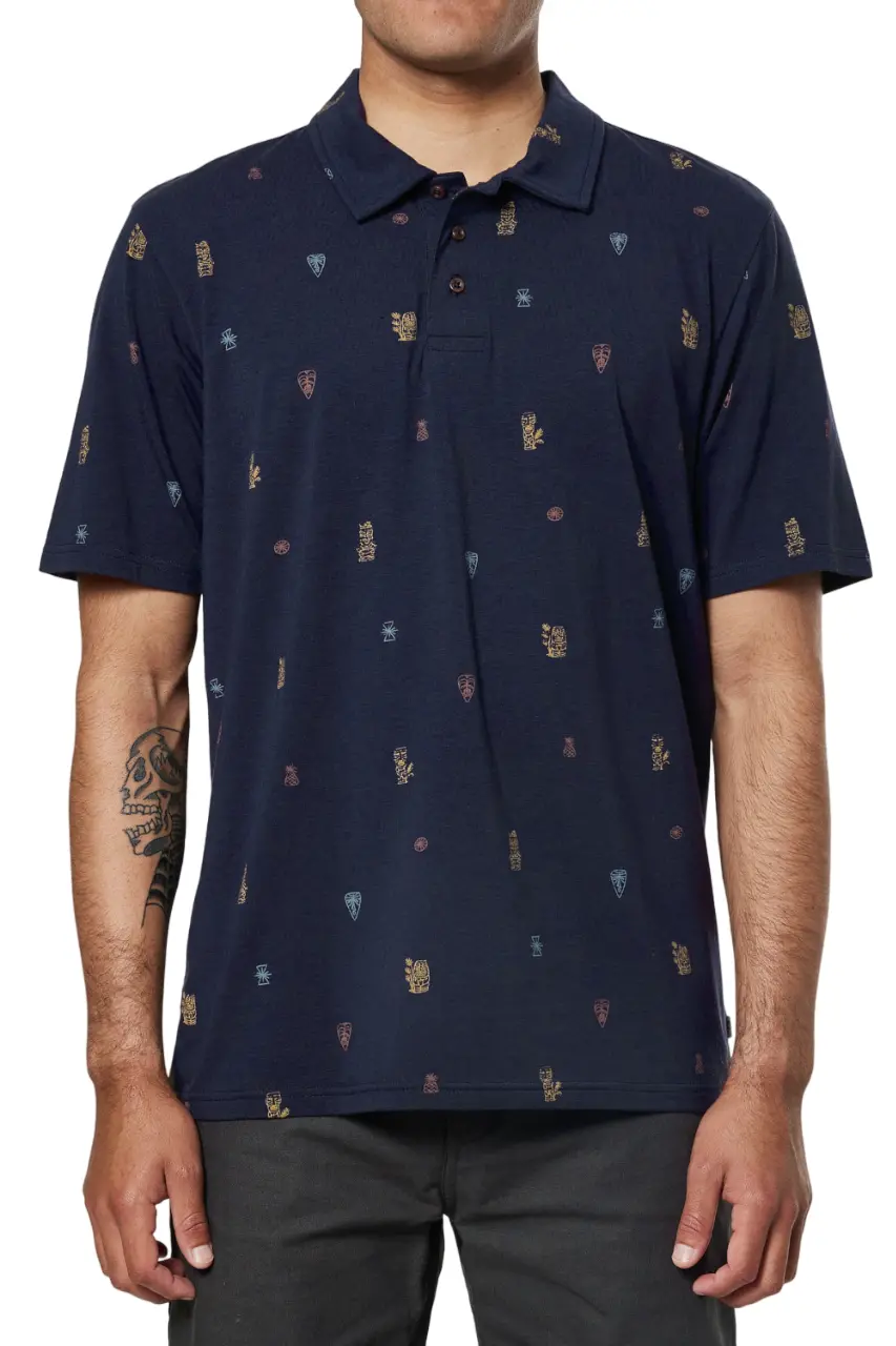 Katin Idol Print Polo Short Sleeve In Polar Navy 1