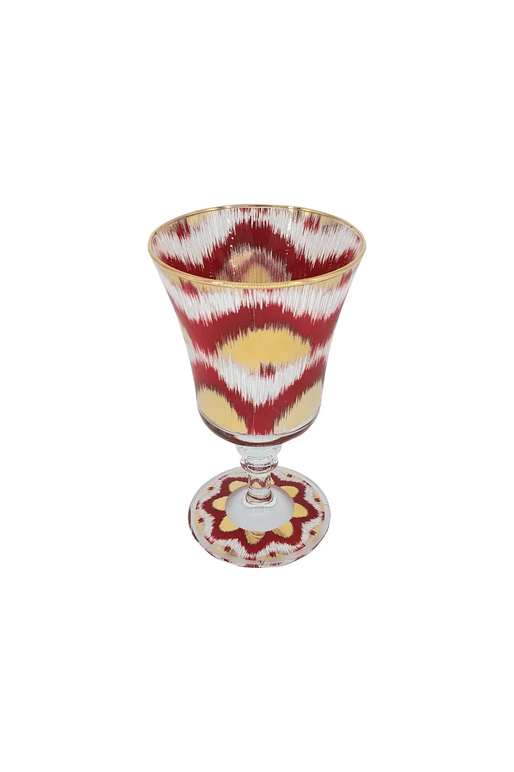 Les Ottomans Ikat Wine Goblet In Red 1