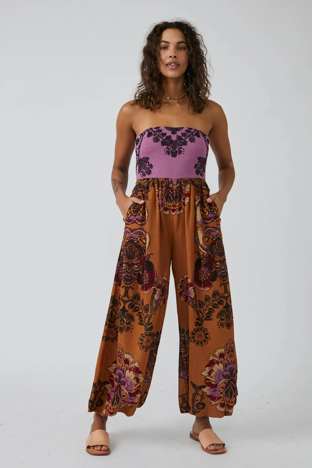 Free People Indio Sun Jumpsuit In Golden Combo 1