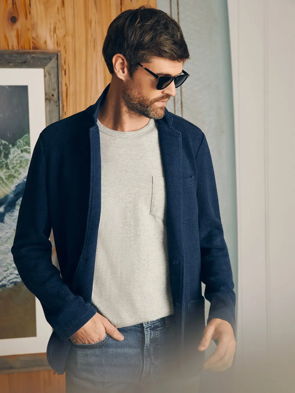 Faherty Inlet Knit Blazer In Hendricks Indigo Wash 3