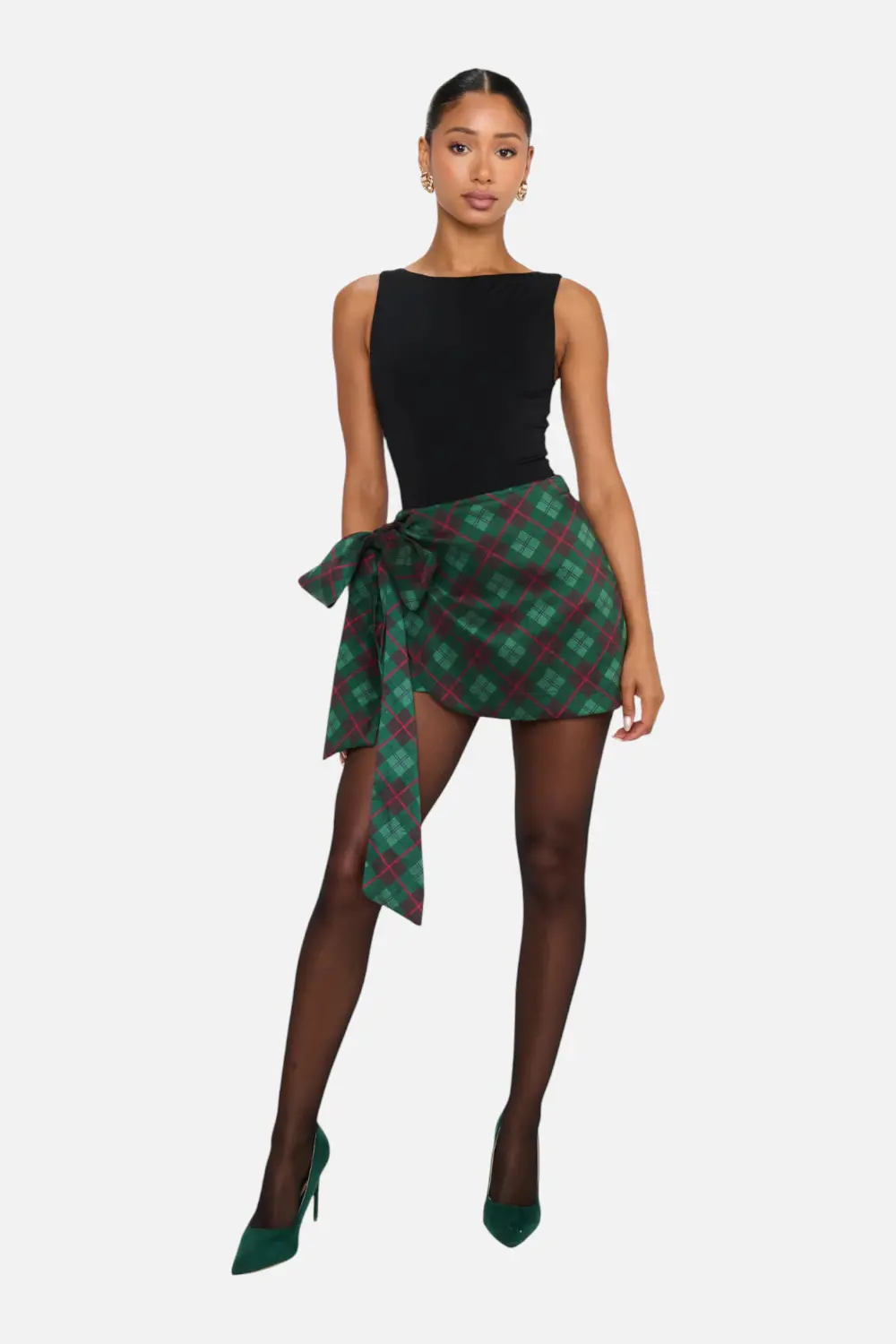 Show Me Your Mumu Iva Bow Skirt In Mistletoe Plaid 1