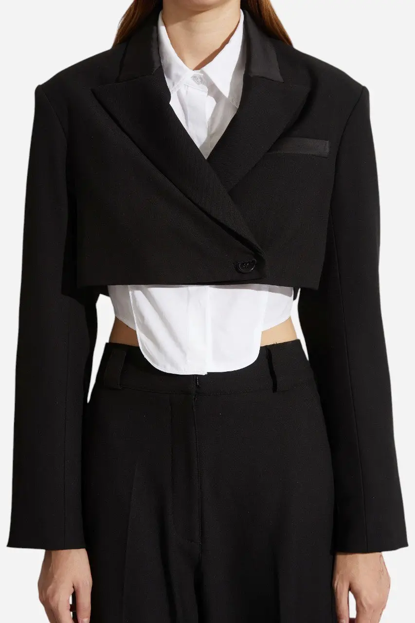 Saint Art Bryn Cropped Blazer Black 1