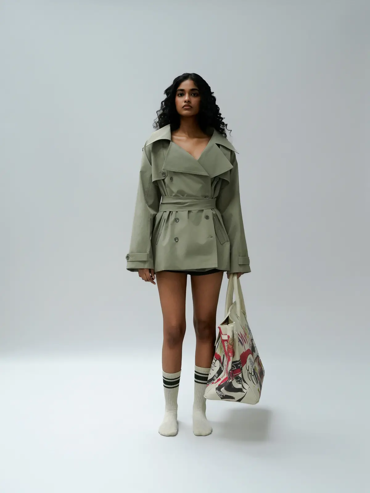 Short Trench Coat In Grey 1