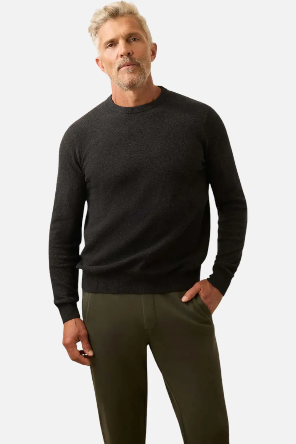 Faherty Men's Jackson Crew Sweater In Wolf Black Heather 1