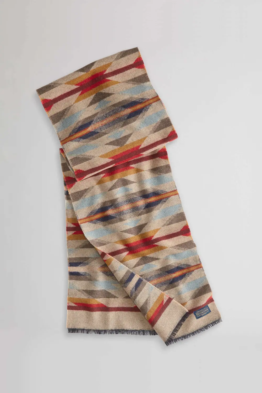 Pendleton Woolen Mills Jacquard Wyeth Trail Wool Scarf In Taupe 1