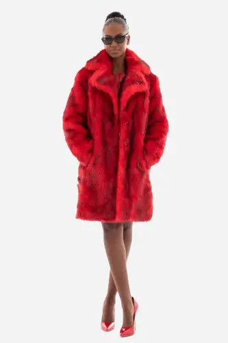 Jakke Heather Fox Fur Coat In Red 1