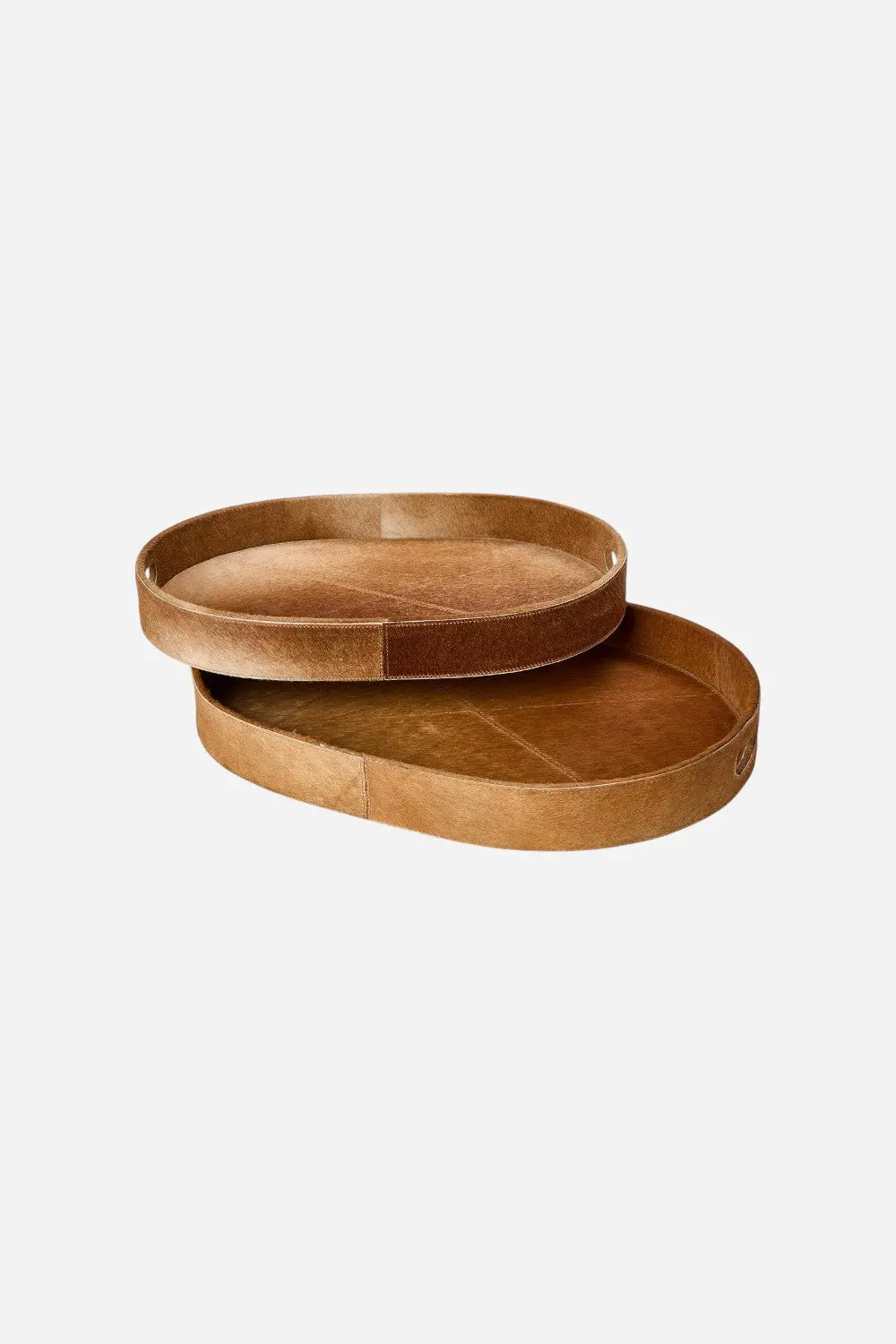 Jasper Cowhide Brown Tray Set Of 2 1