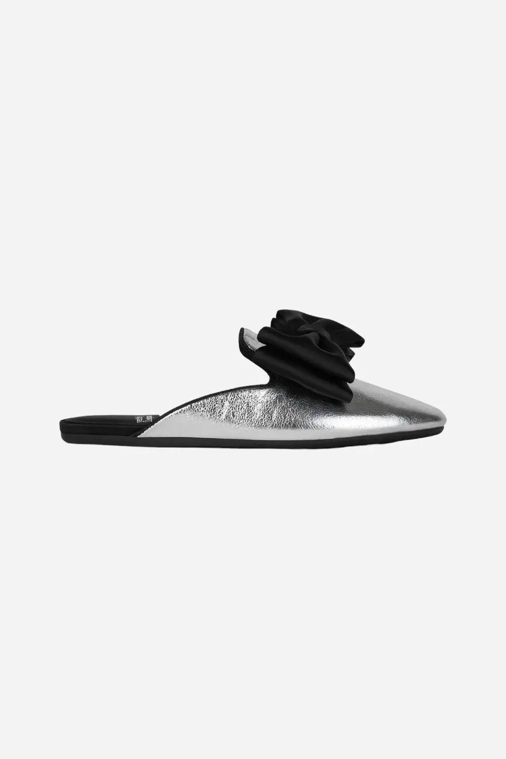 Jeffrey Campbell Spin-Bow Flats In Silver Crinkle 1