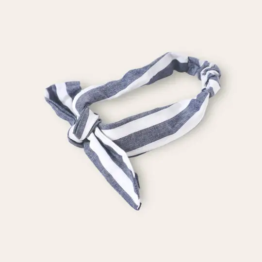 Viverano Jolie Bebe Woven Bow Baby Headband In Blue Stripe 1