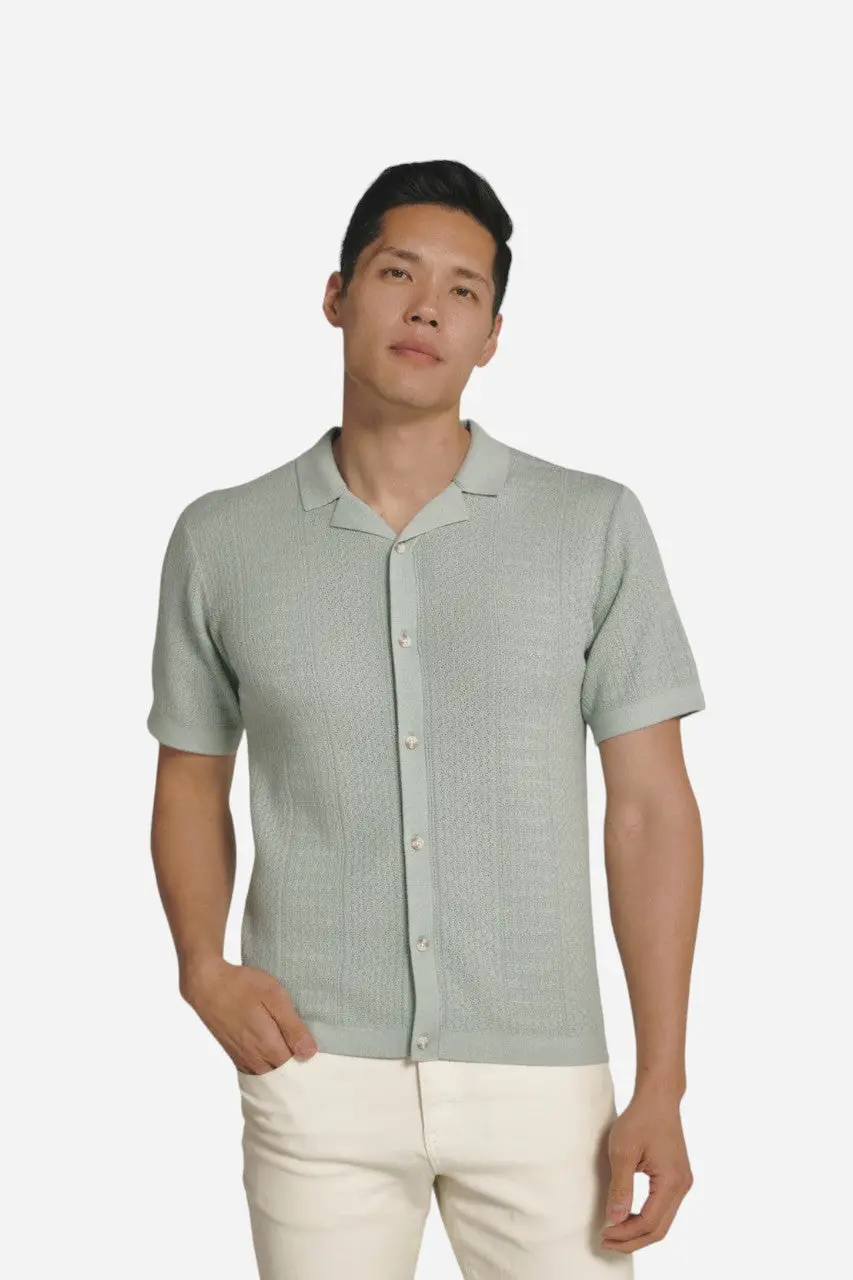 7 Diamonds Jonas Button Down Sweater Polo In Sage 1