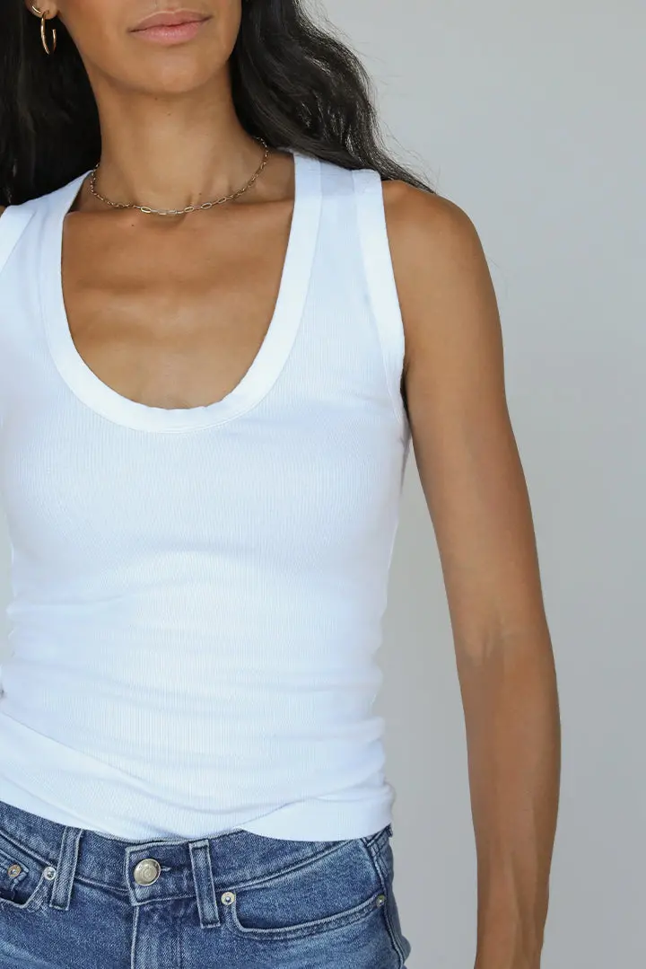 Perfect White Tee Jordan U Neck Ribbed Tank In White 1