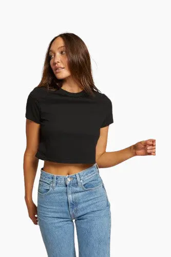 Perfect White Tee Jovi Ringspun Cotton Cropped Tee In True Black 1