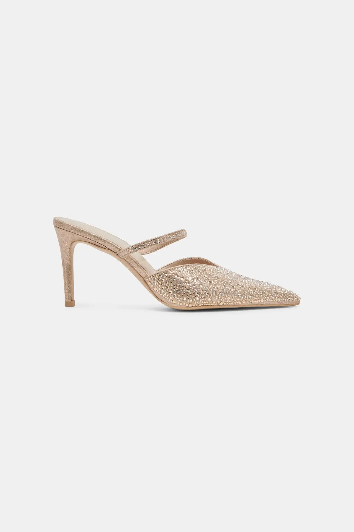 Dolce Vita Kanika Crystal Heels In Light Gold Fabric 1