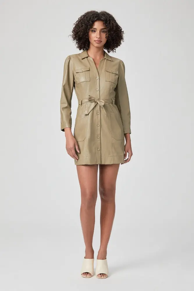 Karmine Vegan Leather Dress In Brushed Olive 1