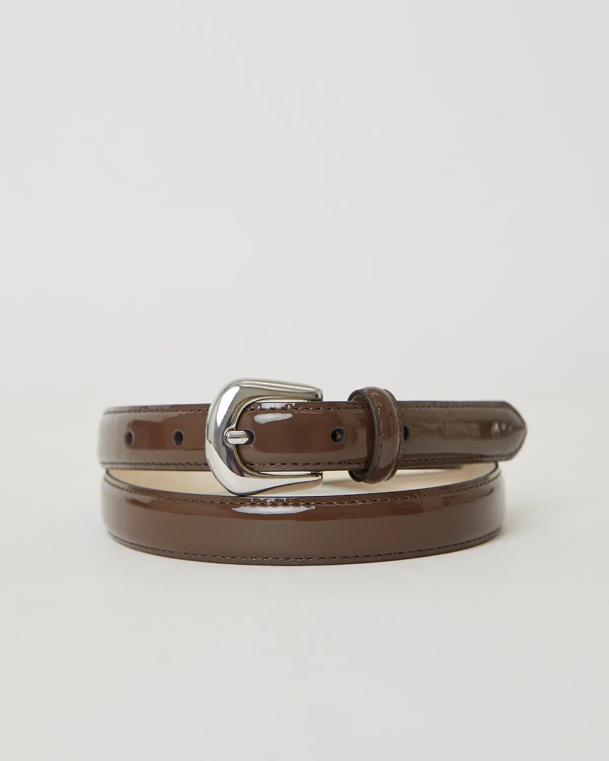 B-Low The Belt Kennedy Mini Patent Leather Belt In Chocolate Silver 2