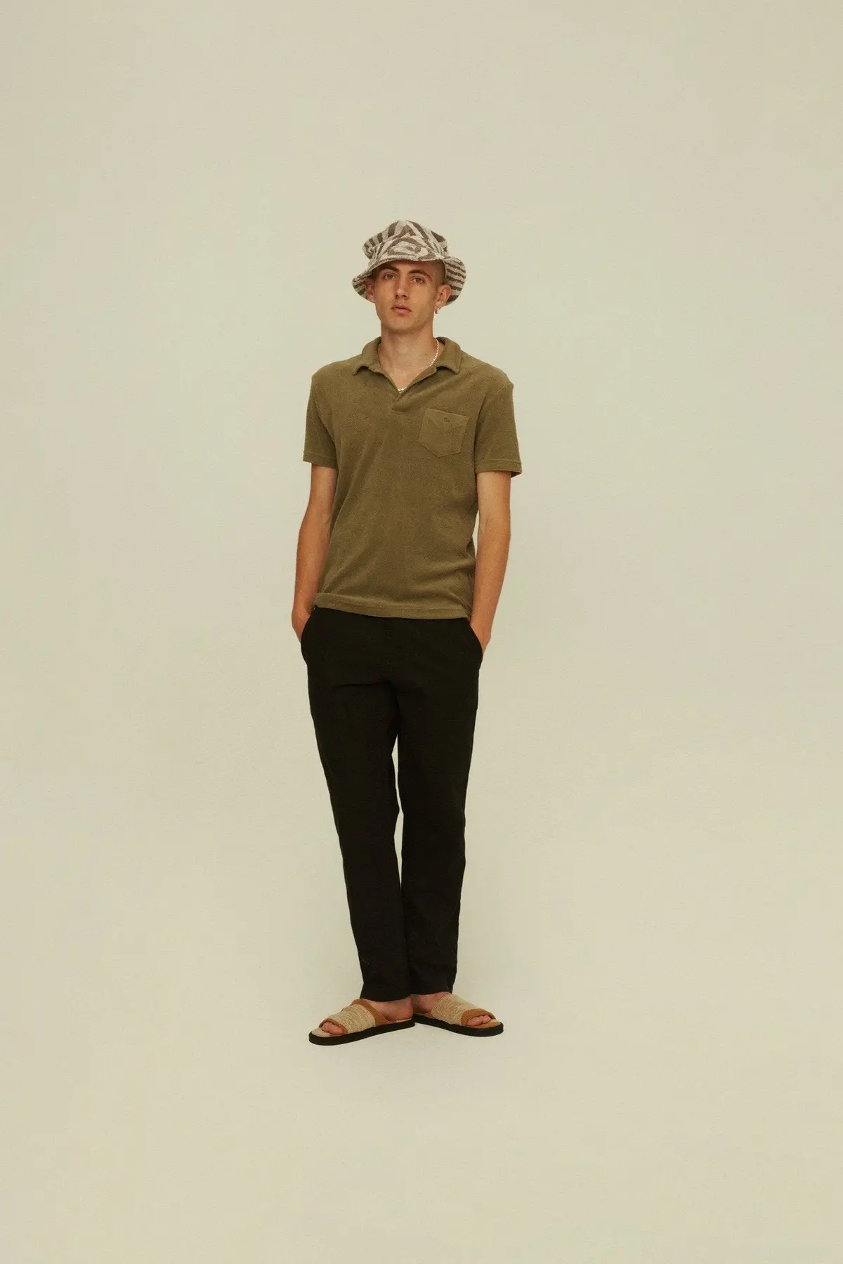 Oas Khaki Polo Terry Shirt 2
