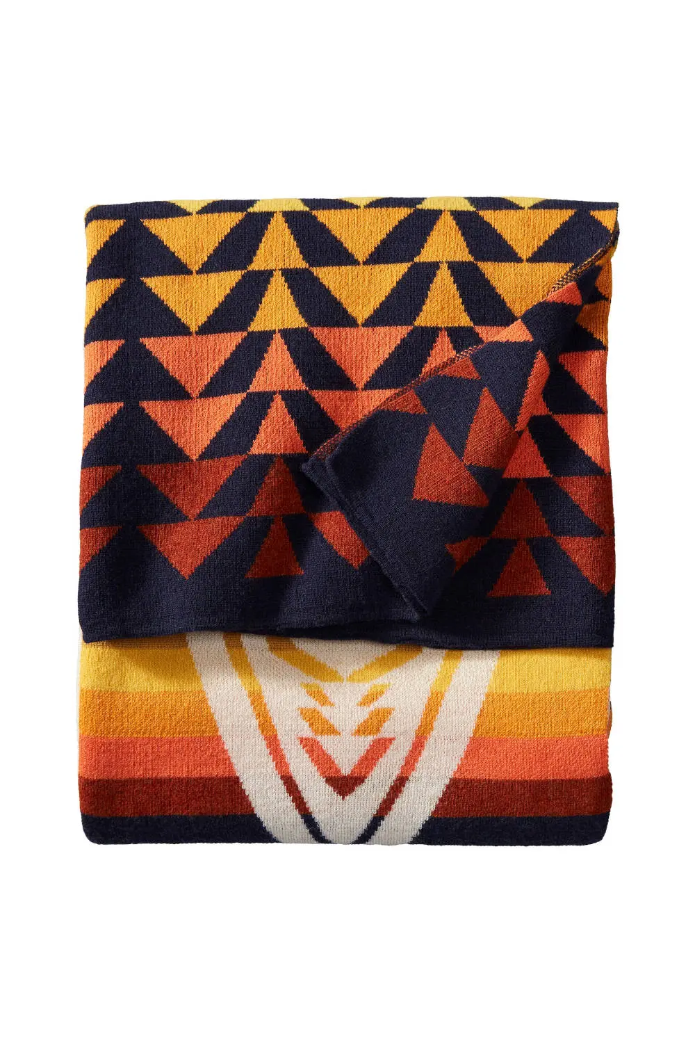 Pendleton Woolen Mills Knit Jacquard Throw Blanket In Harding Navy 2