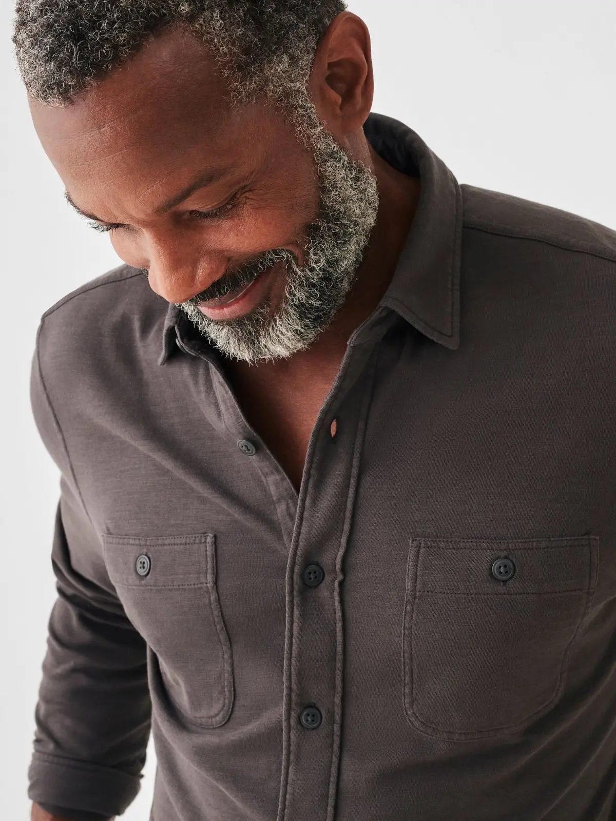 Faherty Knit Seasons Shirt Double Pocket In Washed Black 2