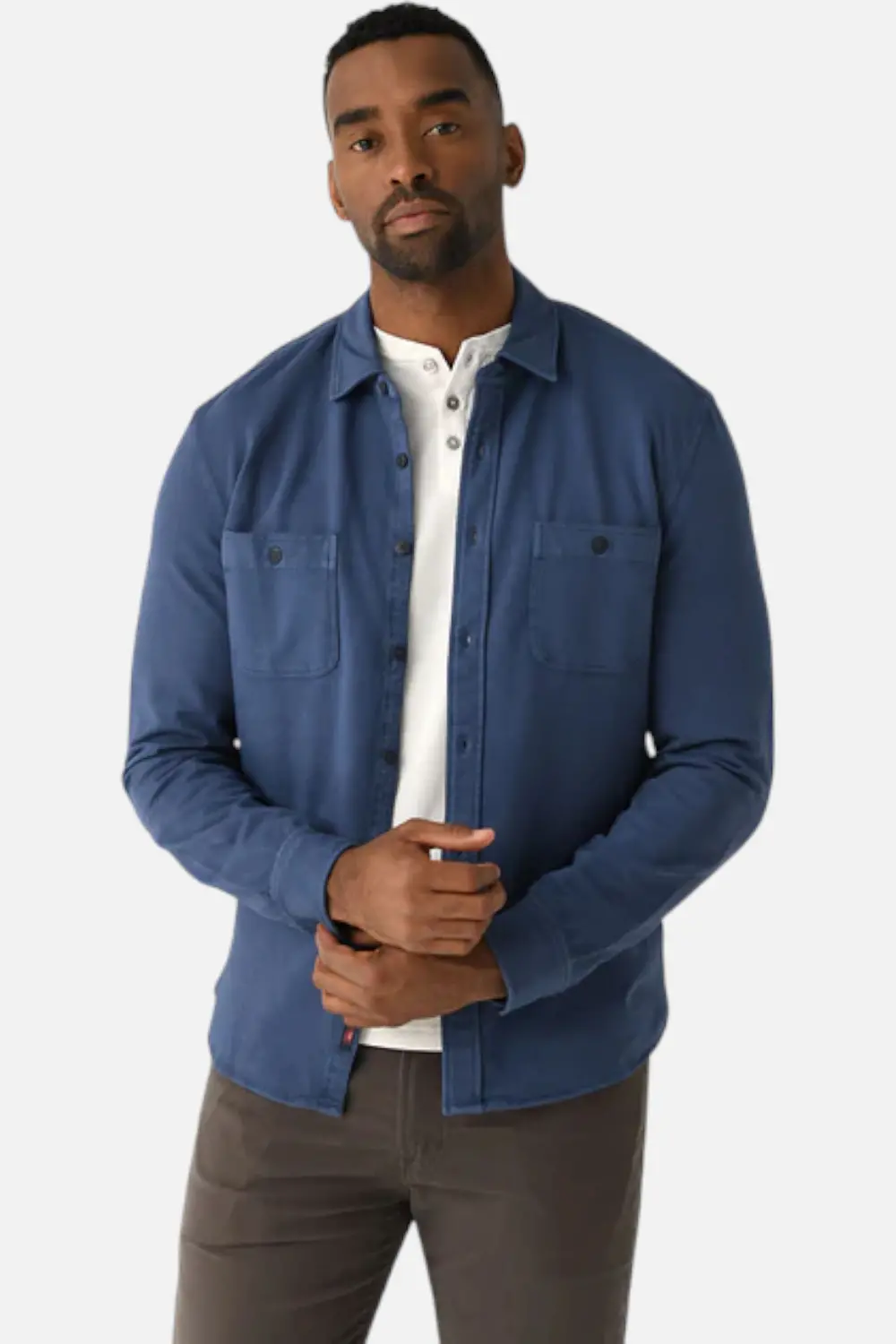 Faherty Men's Field Knit Utility Shirt In Blue Nights 1