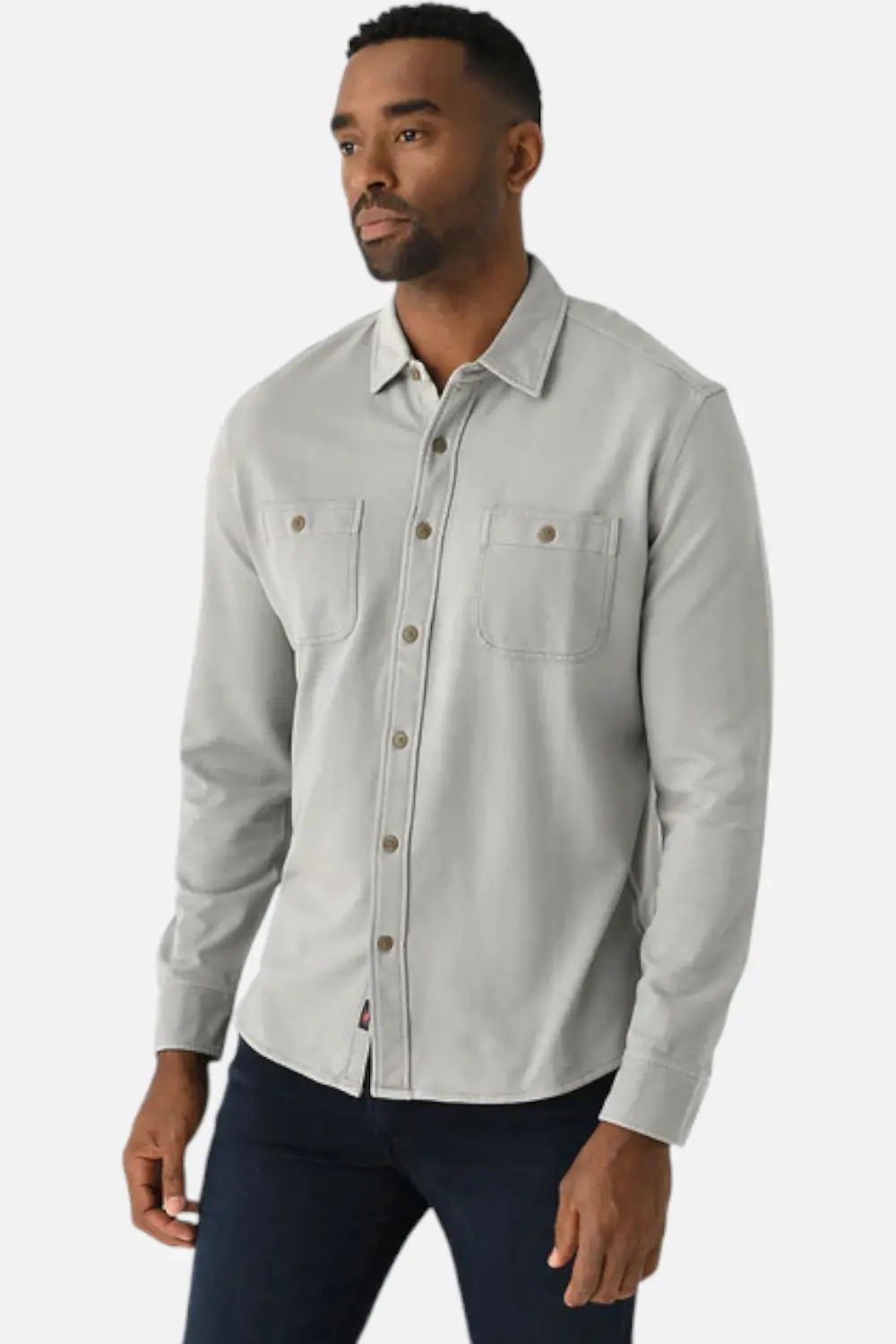 Faherty Men's Field Knit Utility Shirt In Coastal Sage 1