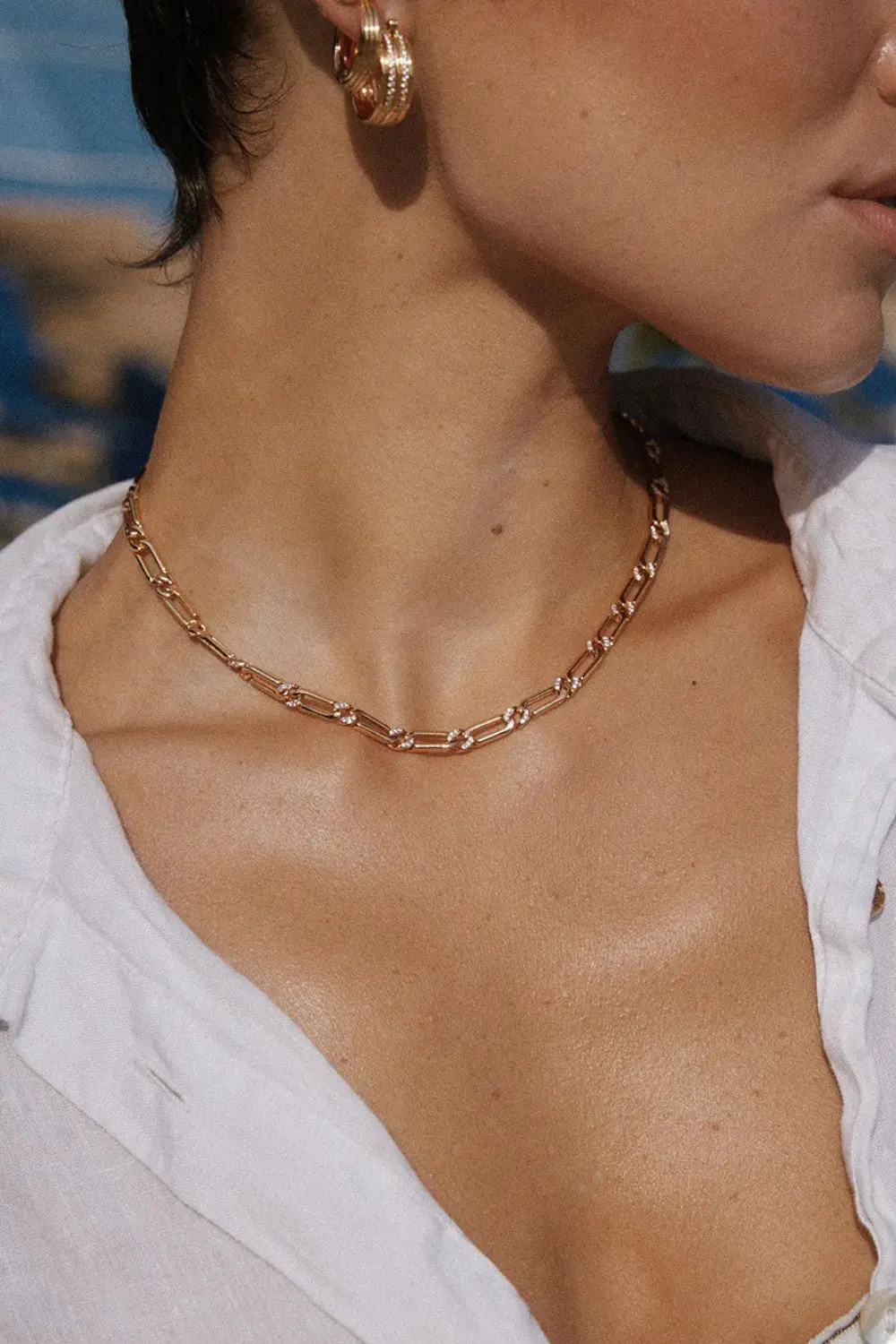 Luv Aj The Two-Tone Pave Link Necklace In Gold 2