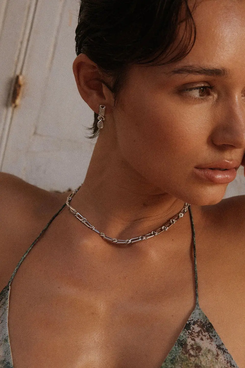 Luv Aj The Two-Tone Pave Link Necklace In Silver 2