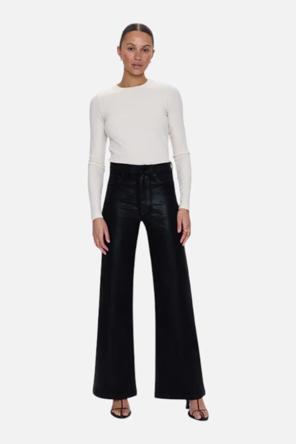 Pistola Lana High Rise Ultra Wide Leg Jean In Coated Noir 1