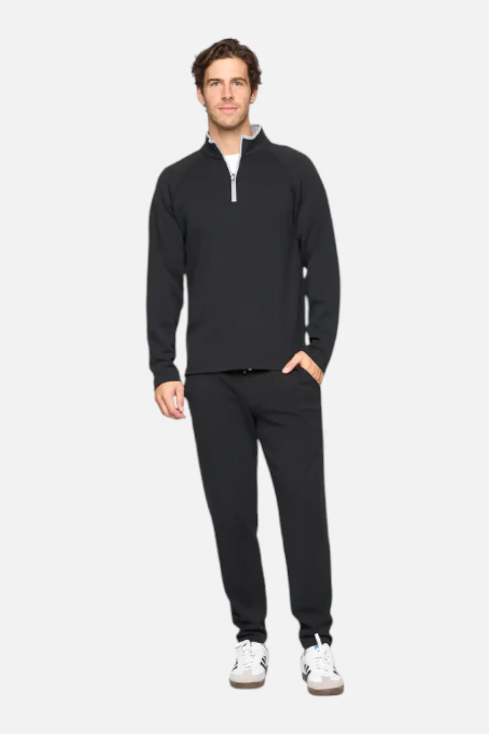 Fundamental Coast Men's Later On Quarter Zip In Jet Black 1