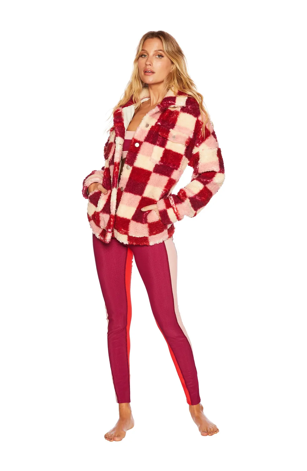 Beach Riot Laurie Jacket In Sangria Check 1