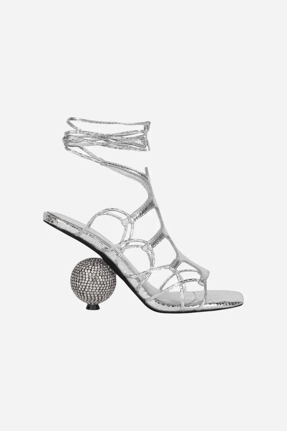 Jeffrey Campbell Le-Freak High Ball Heel In Silver Metallic Snake 1