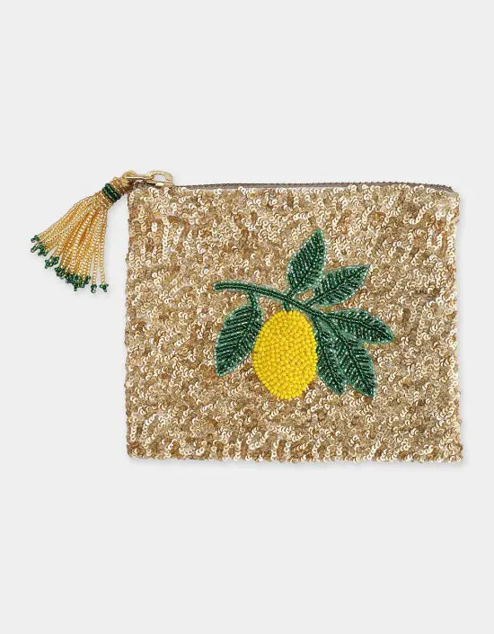 Olivia Dar Lemon Pouch Jewelry Bag Small In Gold 1